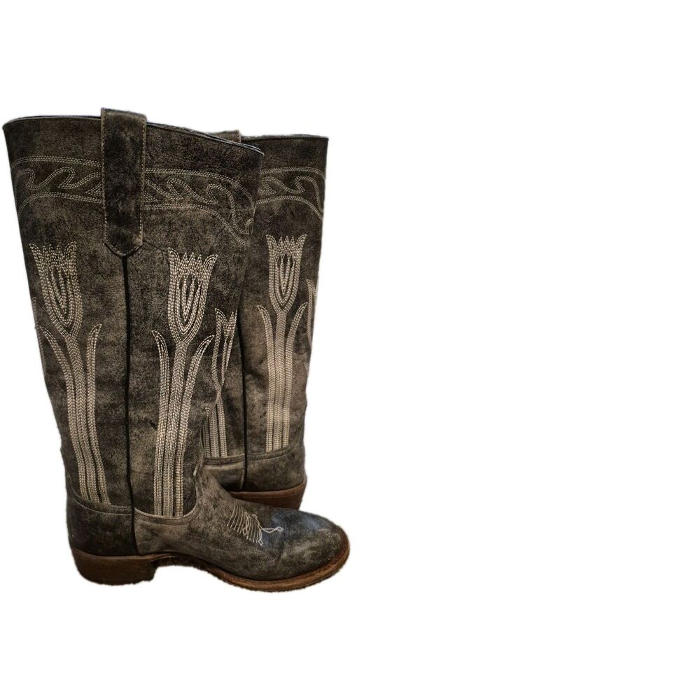 Macie Bean Size 9.5 Tall Tulip Flower Leather Boots Rodeo Cowgirl M5001 - Picture 6 of 10